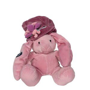 Vintage Applause Easter Bunny Pink Bonnet Hat Plush Stuffed Animal 16"